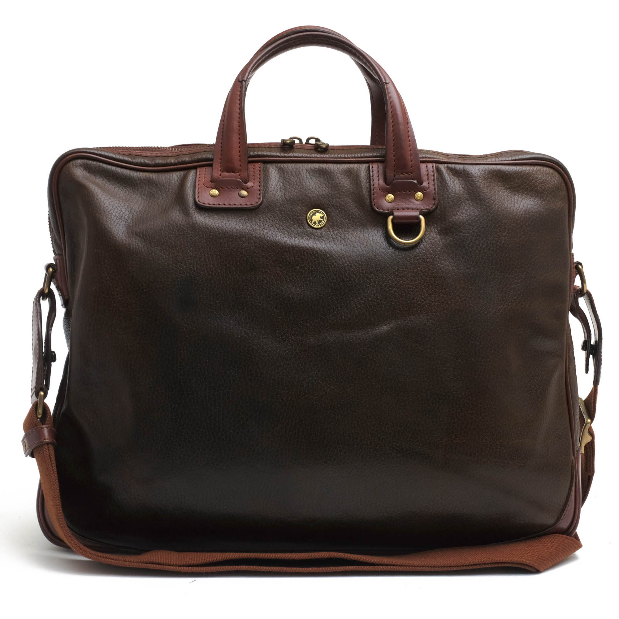 ○ハンティングワールド HUNTING WORLD バッファローレザー ビジネスバッグ 07 12 01 2WAY ショルダーバッグ シボ革 シュリンクレ 中古