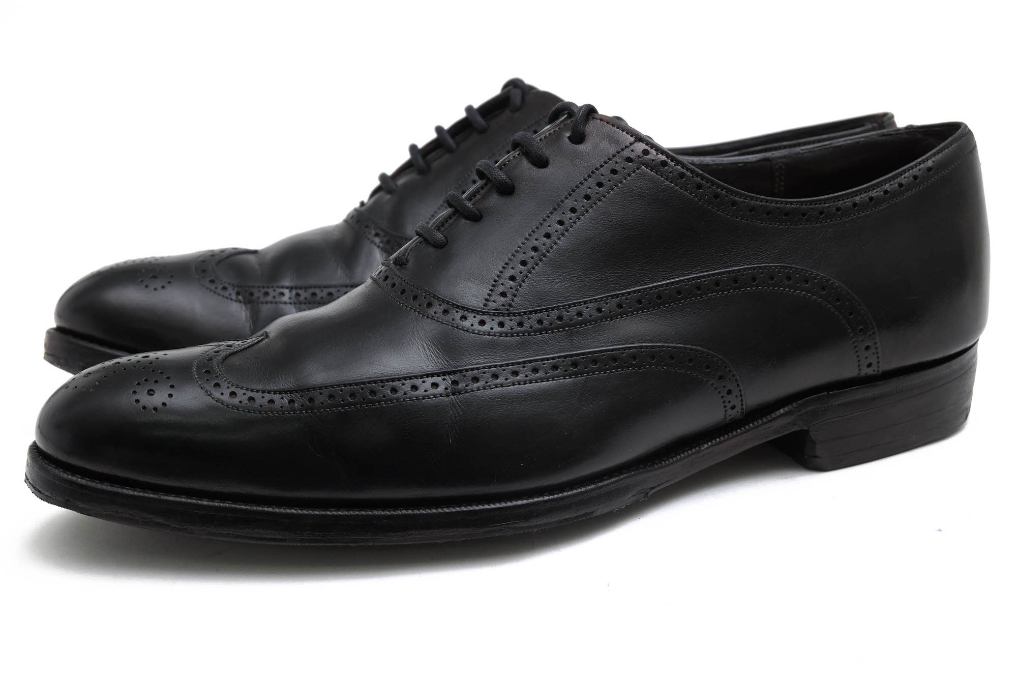 ○グレンソン GRENSON 牛革 カーフ ビジネスシューズ Elland フルブローグ ウイングチップ グッドイヤーウェルト製法 メンズ 【中 中古